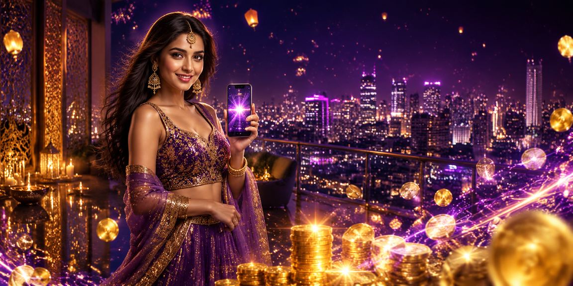 Indian casino app promotional illustration with festive Diwali theme